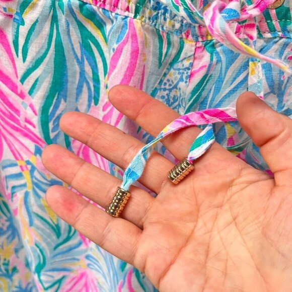 Lilly Pulitzer Women's XL Multicolor Linen Pants With‎ Drawstring & Pockets - Picture 5 of 6